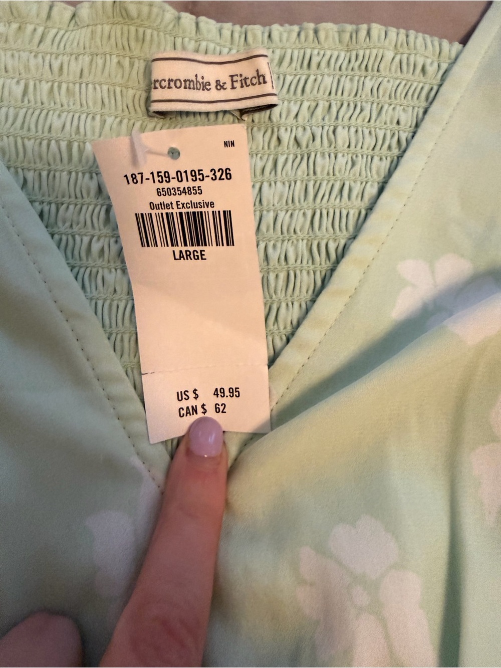 Abercrombie & Fitch Mint Green Floral V‑Neck Dress - Picture 3 of 5